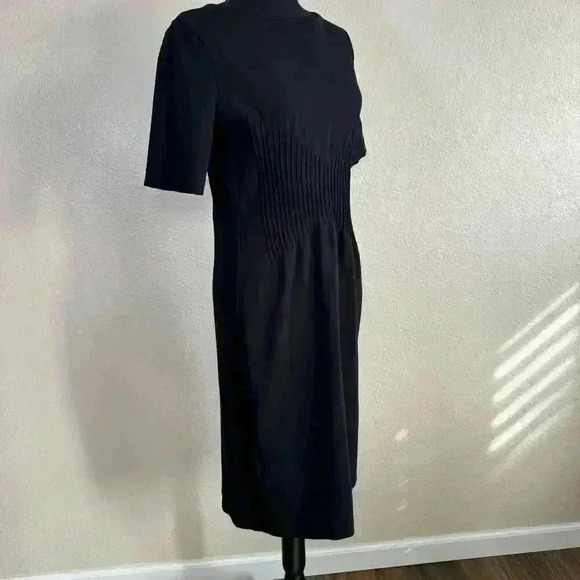 ARMANI COLLEZIONI Dress Scoop Neck Sheath Stretch Ribbed Black Women Size 12 - Picture 6 of 14